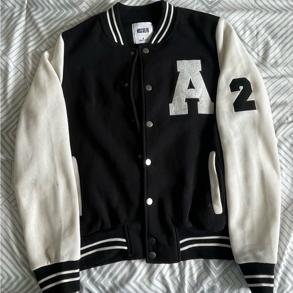Black and White short baseball jacket
